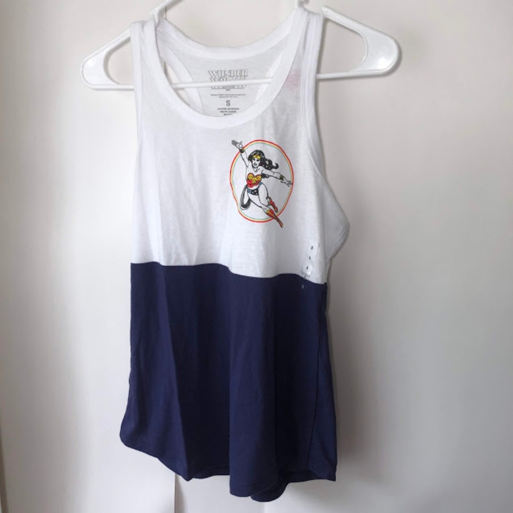 Wonder Woman Small Tank Top Racer Back White Logo